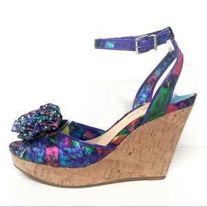 Gianni Bini Cork Wedge Sandal 8.5 Dark Purple NWT